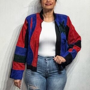 Fashion House Black Suede Leather Vintage Jacket Sz 10